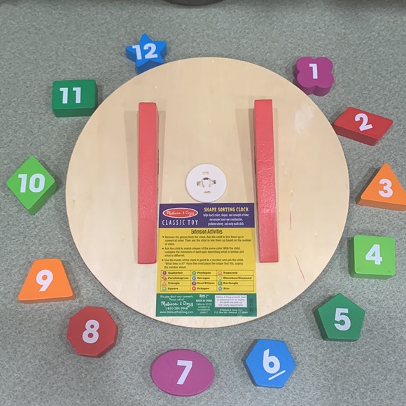 Melissa & Doug Wooden Shape Sorting Clock - Picture 2 of 3